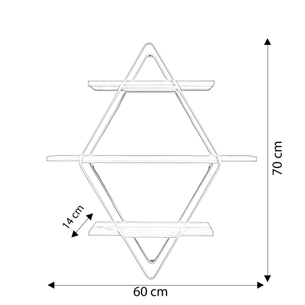 Seina riiul Asir, 60x70x14 cm, kuldne/pruun hind ja info | Riiulid | hansapost.ee