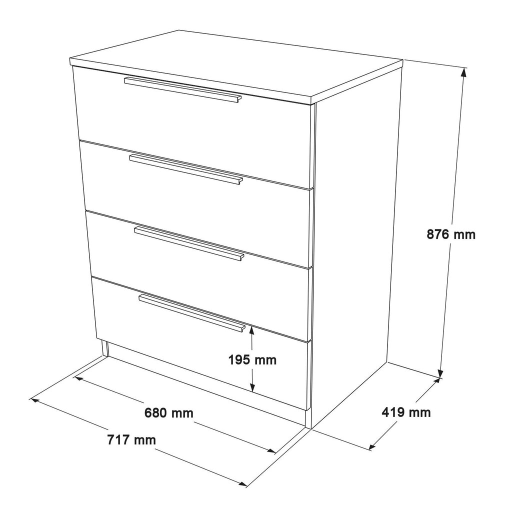 Kummut Asir, 71,7x87,6x41,9cm, beež hind ja info | Kapid | hansapost.ee