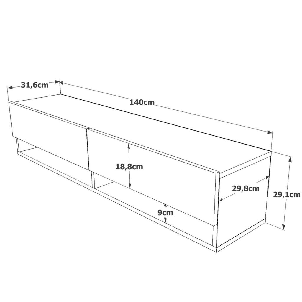 TV alus Asir, 140x29,1x31,6cm, pruun ja must цена и информация | Televiisori alused | hansapost.ee