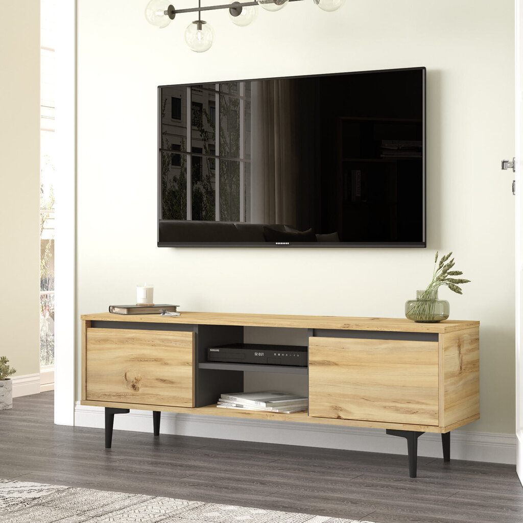 TV alus Asir, 140x48,1x35,5cm, pruun/must hind ja info | Televiisori alused | hansapost.ee