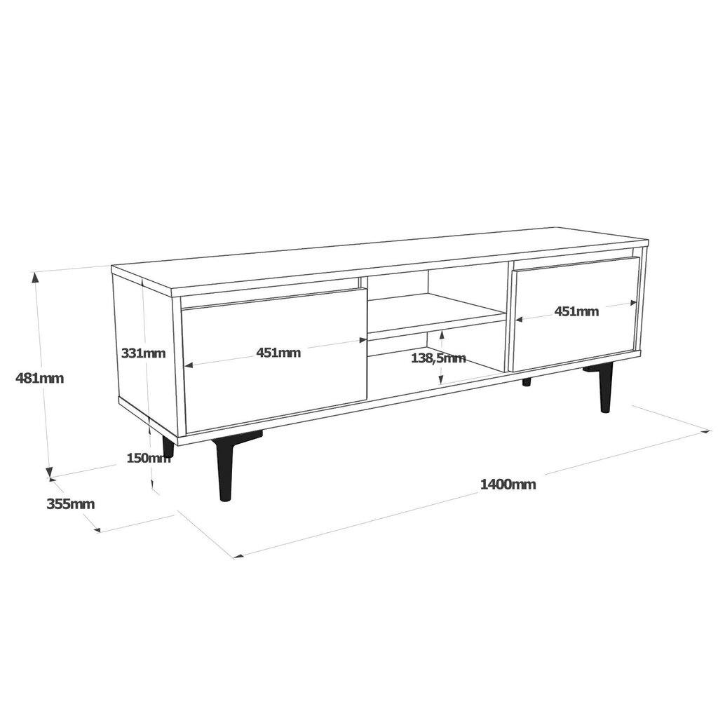 TV alus Asir, 140x48,1x35,5cm, pruun/must hind ja info | Televiisori alused | hansapost.ee