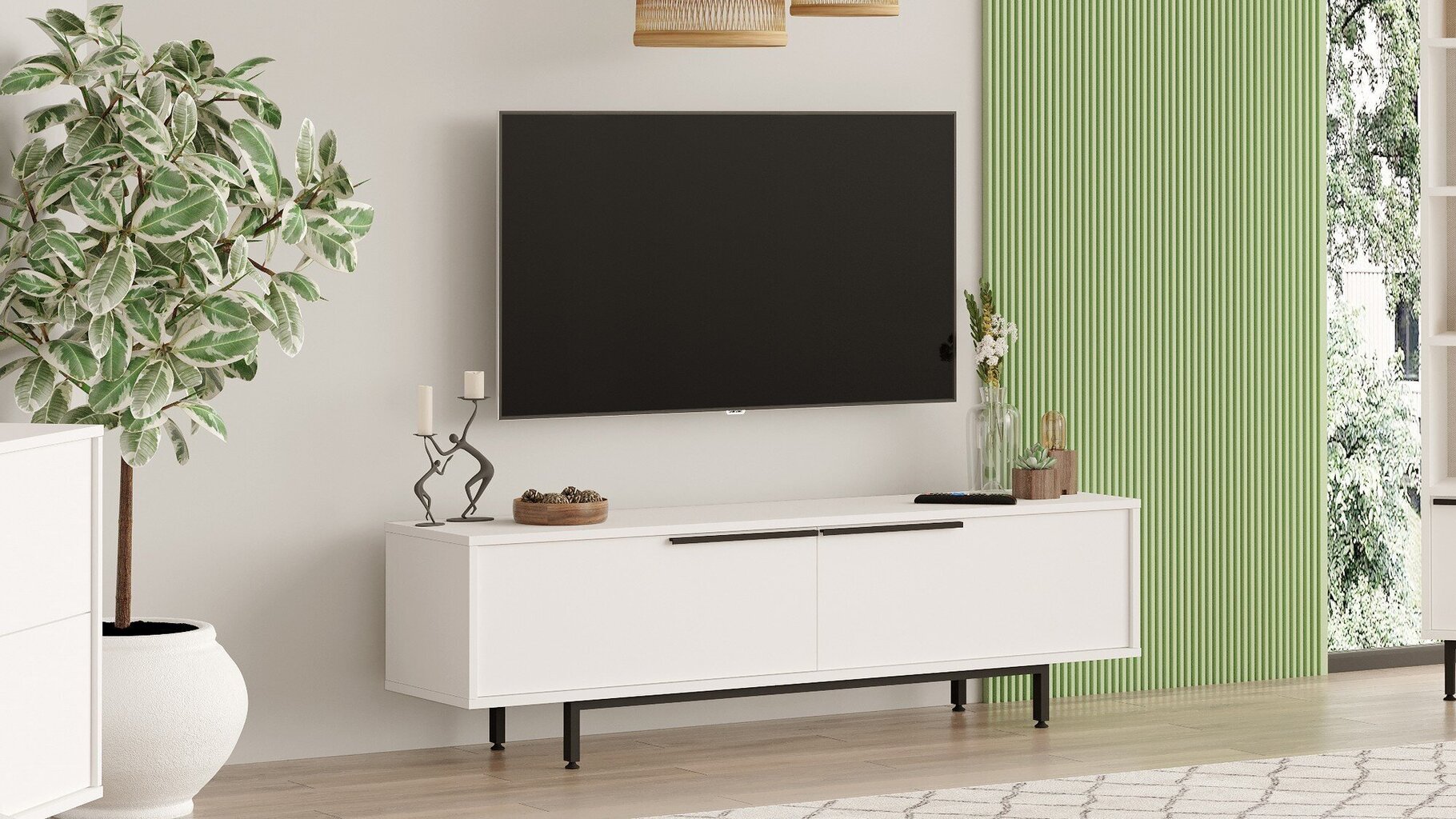 TV alus, Asir, 160x45,1x35,5 cm, valge цена и информация | Televiisori alused | hansapost.ee