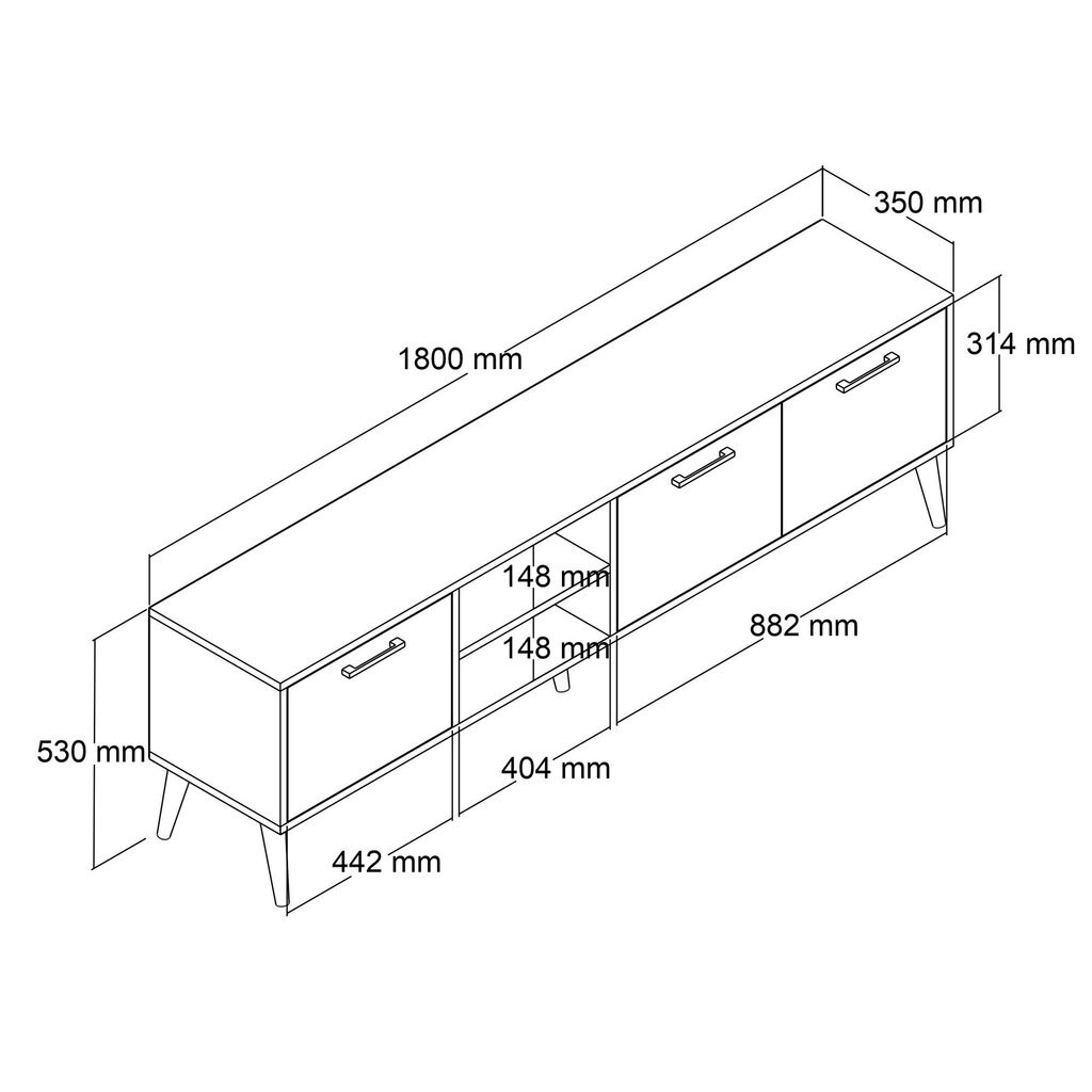 TV alus, Asir, 180x53x35 cm, pruun цена и информация | Televiisori alused | hansapost.ee