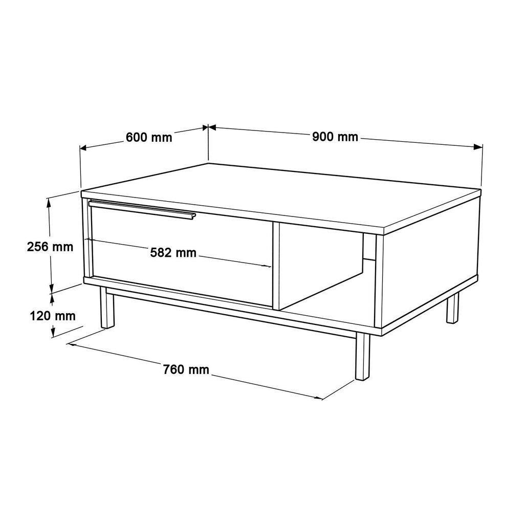 Kohvilaud Asir, 90x37,6x60 cm, valge hind ja info | Diivanilauad | hansapost.ee