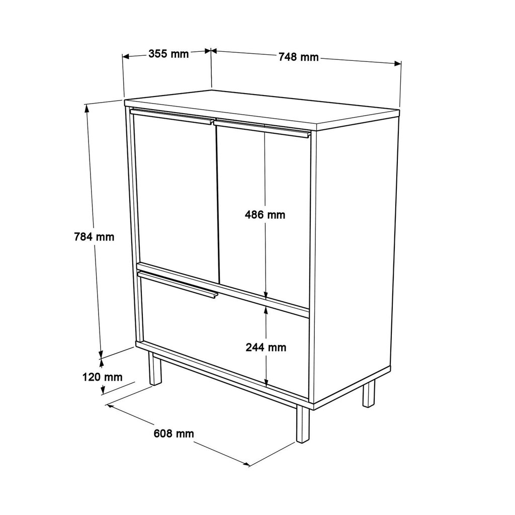 Mitmeotstarbeline kapp, Asir, 74,8x90,4x35,5 cm, beež hind ja info | Elutoa kapid | hansapost.ee