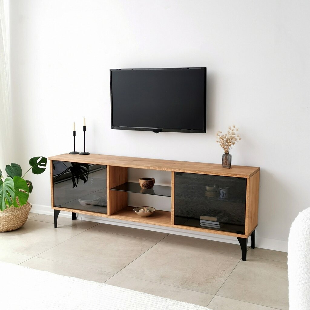 TV alus Asir, 150x40x30cm, pruun/must цена и информация | Televiisori alused | hansapost.ee