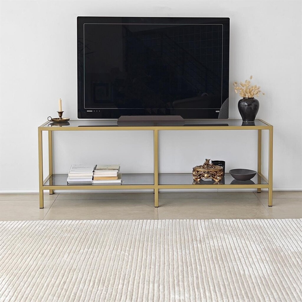 TV alus Asir, 130x45x40 cm, tume hall/kuldne hind ja info | Televiisori alused | hansapost.ee