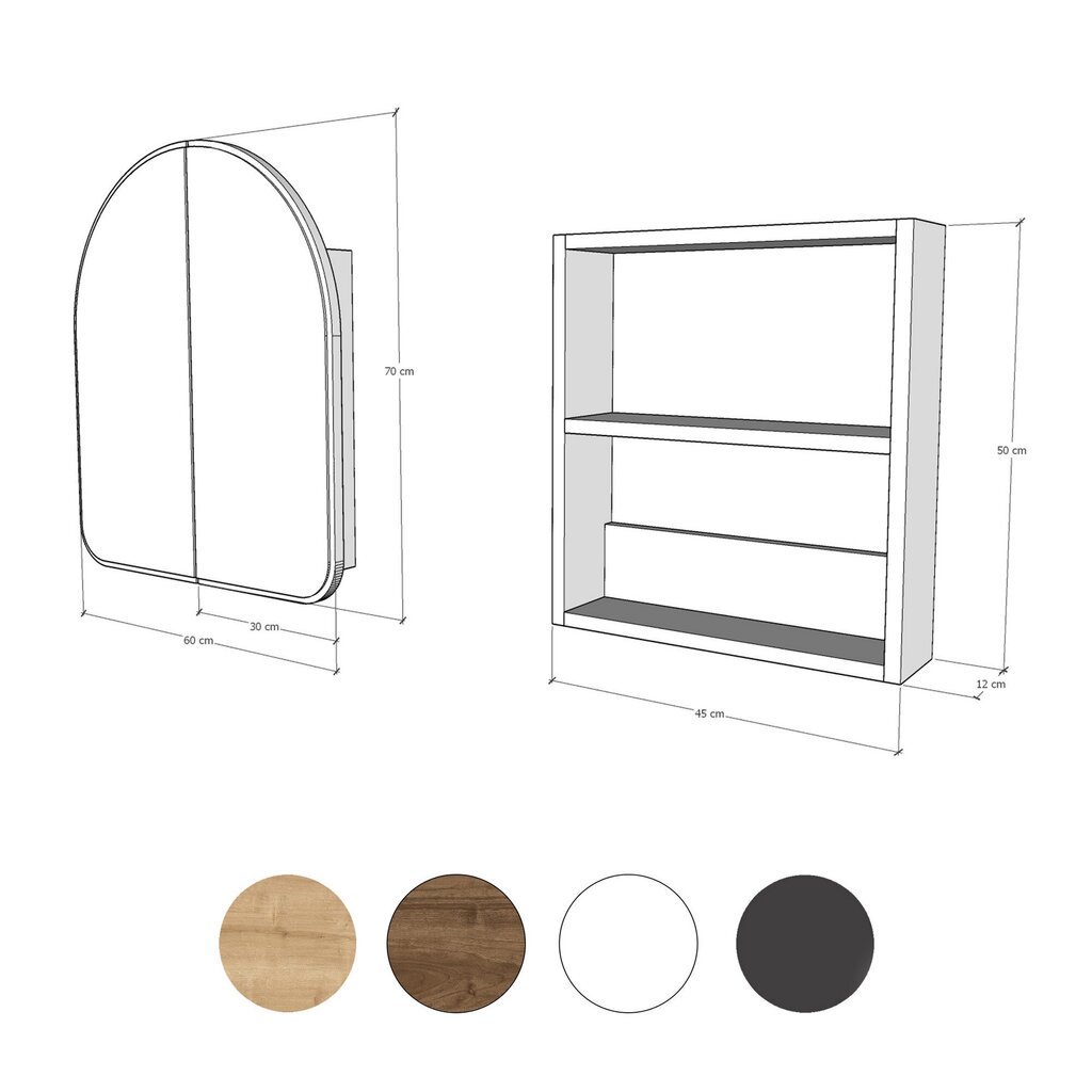 Vannitoa kapp Asir, 12x45x50cm, valge hind ja info | Vannitoakapid | hansapost.ee