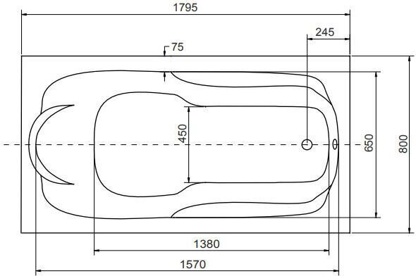 Vann Besco Bona, 180x80 cm hind ja info | Vannid | hansapost.ee