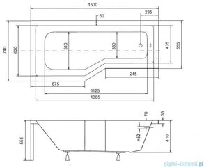 Klaasseinaga vann Besco Integra, 150x75 cm, vasakpoolne hind ja info | Vannid | hansapost.ee