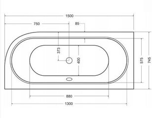 Ванна Besco Avita, 150x75 см, левосторонняя цена и информация | Ванны | hansapost.ee