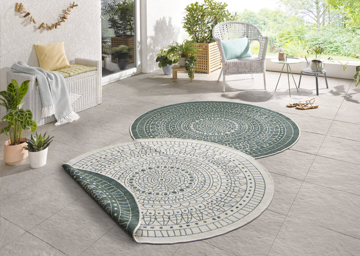 Vaip NORTHRUGS Twin Porto Green Cream, 140x140 cm цена и информация | Vaibad | hansapost.ee