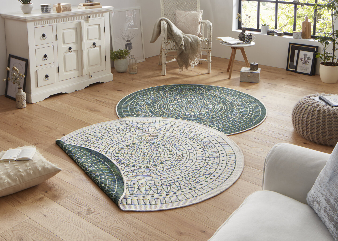 Vaip NORTHRUGS Twin Porto Green Cream, 140x140 cm hind ja info | Vaibad | hansapost.ee