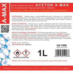 Acetone solvent remover A-MAX 1L цена и информация | Очистители | hansapost.ee