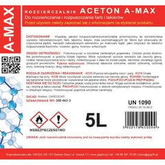 Acetone solvent remover A-MAX 5L цена и информация | Чистящие средства | hansapost.ee