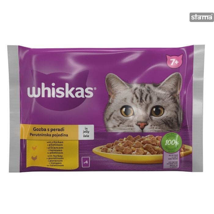 Whiskas Senior koos linnulihaga, 13x4x100 g hind ja info | Kassikonservid | hansapost.ee