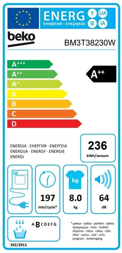 Beko BM3T38230W цена и информация | Pesukuivatid | hansapost.ee