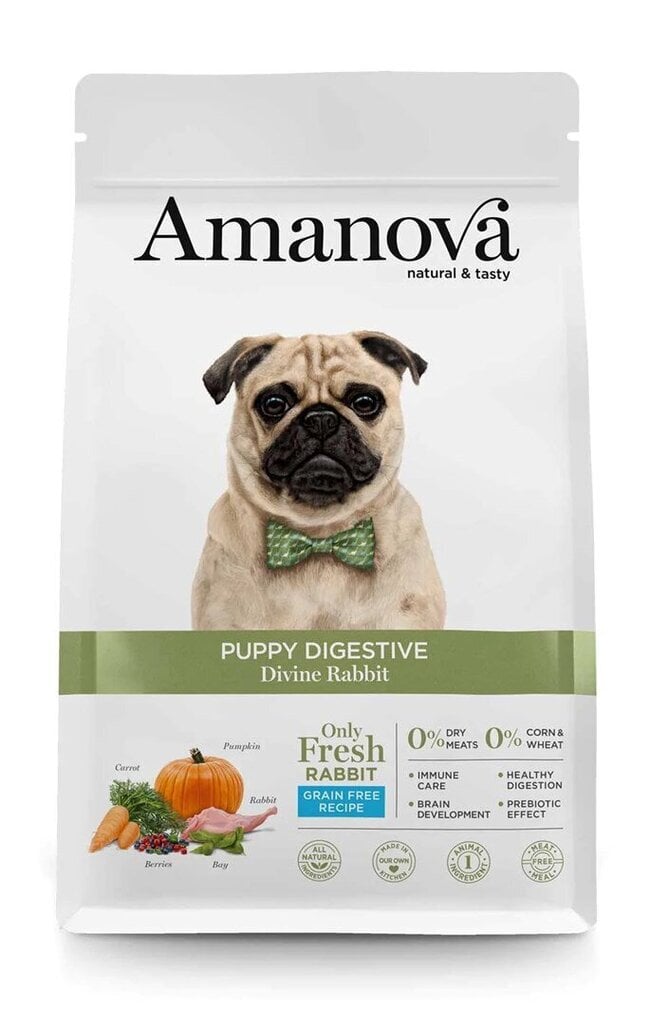 Amanova Puppy Digestive Divine Rabbit noortele kutsikatele küülikulihaga, 2 kg цена и информация | Koerte kuivtoit ja krõbinad | hansapost.ee