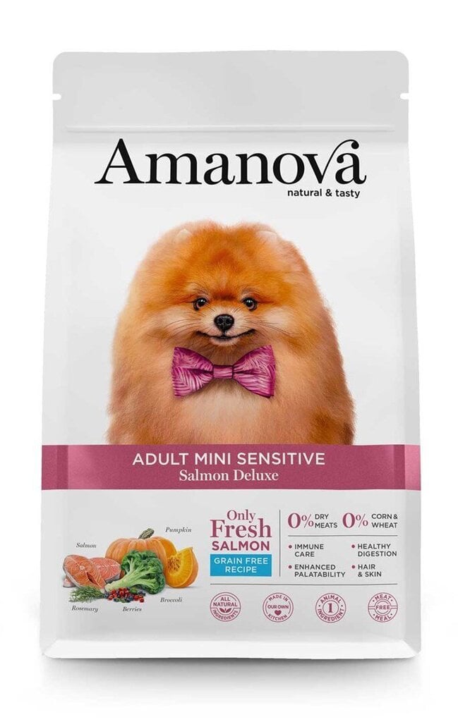 Amanova Adult Mini Sensitive Salmon Deluxe täiskasvanud väikest tõugu koertele lõhega, 2 kg hind ja info | Koerte kuivtoit ja krõbinad | hansapost.ee