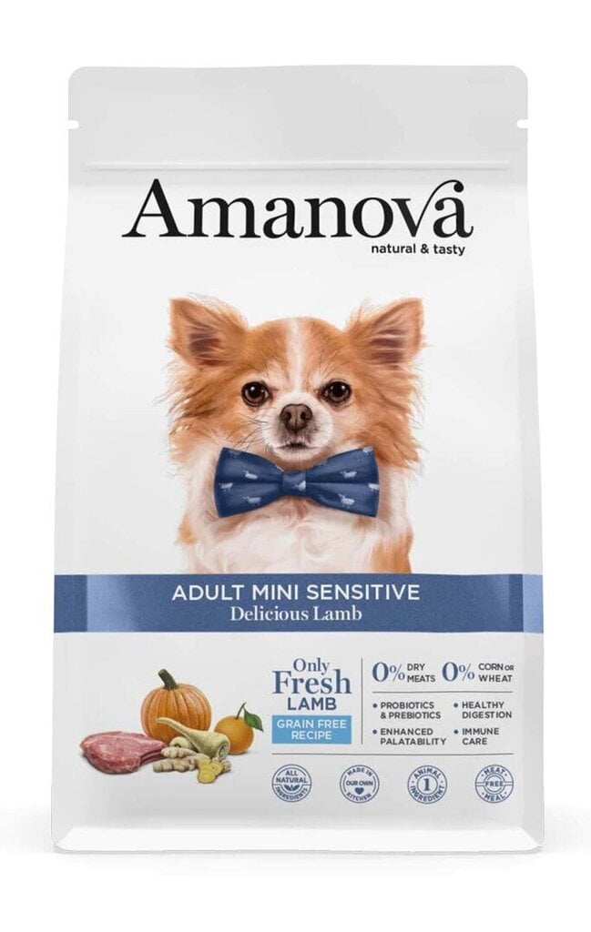 Amanova Adult Mini Sensitive Delicious täiskasvanud väikest tõugu koertele lambalihaga, 2 kg hind ja info | Koerte kuivtoit ja krõbinad | hansapost.ee