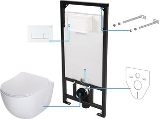 Peidetud WC komplekt Deante Peonia 6in1 CDEA6ZPW, valge/bianco hind ja info | WС-potid | hansapost.ee