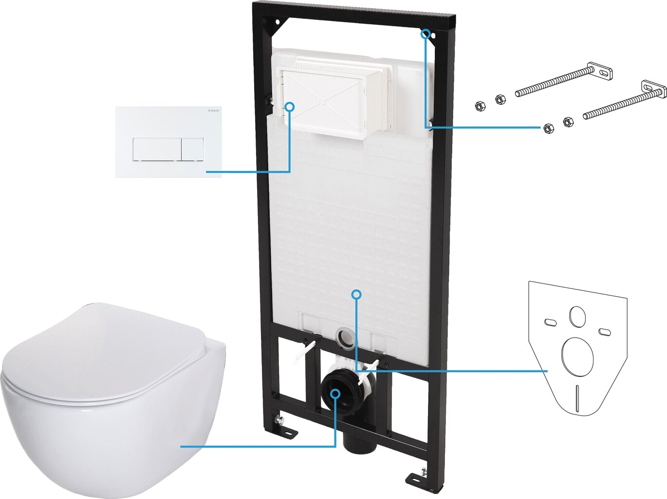 Peidetud WC komplekt Deante Peonia 6in1 CDEA6ZPW, valge/bianco цена и информация | WС-potid | hansapost.ee