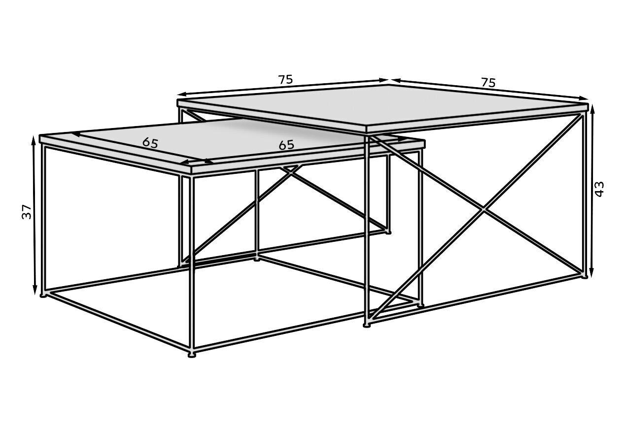 2 kohvilaua komplekti ADRK Furniture Licco, liiva/kuldne hind ja info | Diivanilauad | hansapost.ee