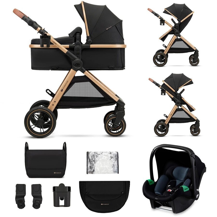 Universaalne vanker Kinderkraft Esme 3in1, pure black hind ja info | Vankrid, jalutuskärud | hansapost.ee