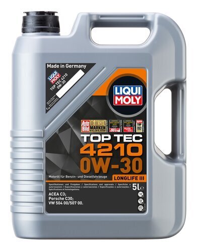 LIQUI MOLY mootoriõli TOP TEC 4210 0W-30 5L цена и информация | Mootoriõlid | hansapost.ee