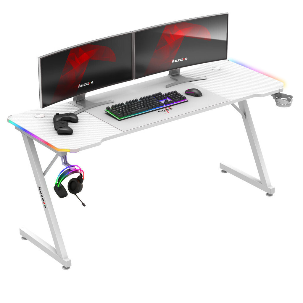 Arvutilaud Huzaro Hero 4.8 RGB White hind ja info | Arvutilauad, kirjutuslauad | hansapost.ee