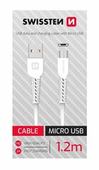 Kaabel Swissten Micro-USB 1.2m, Valge price and information | Mobiiltelefonide kaablid | hansapost.ee