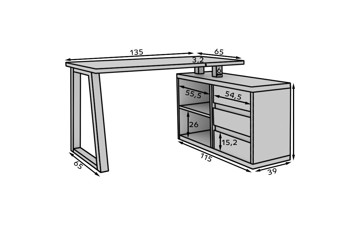 Kirjutuslaud ADRK Furniture Iwo II, must/pruun hind ja info | Arvutilauad, kirjutuslauad | hansapost.ee