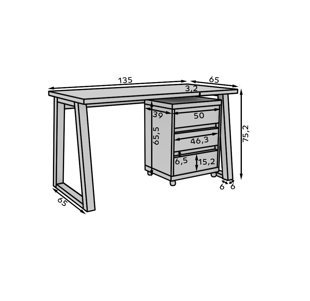 Kirjutuslaud ADRK Furniture Iwo I, must/pruun hind ja info | Arvutilauad, kirjutuslauad | hansapost.ee