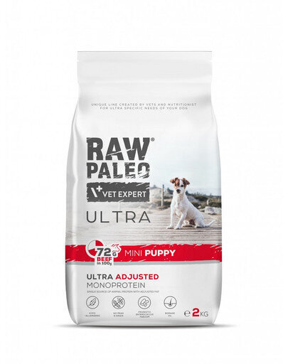 Raw Paleo Ultra väikest tõugu veiselihaga kutsikatele, 2 kg hind ja info | Koerte kuivtoit ja krõbinad | hansapost.ee