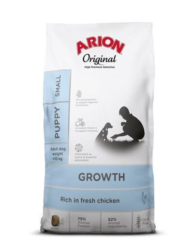 Arion Original Growth väikest tõugu kutsikatele kanaga, 7 kg цена и информация | Koerte kuivtoit ja krõbinad | hansapost.ee