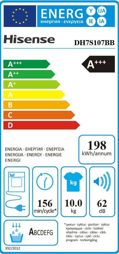 Hisense DH7S107BB hind ja info | Pesukuivatid | hansapost.ee