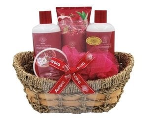 Komplekt Aurora Exotic Crush Pomegranate: dušigeel, 300 ml + šampoon, 300 ml + kehakoorija, 50 ml + kehapalsam, 180 ml + švamm hind ja info | Kehakreemid, kehaõlid ja losjoonid | hansapost.ee