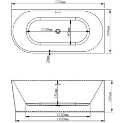 Akrüülvann Nova 208, 170 cm valge/must parem hind ja info | Vannid | hansapost.ee