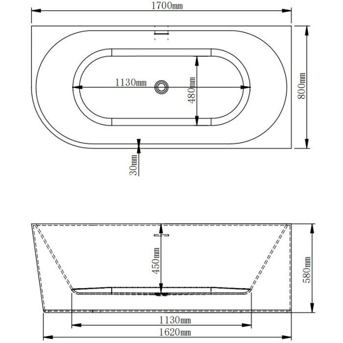 Akrüülvann Nova 208, 170 cm valge/must parem цена и информация | Vannid | hansapost.ee