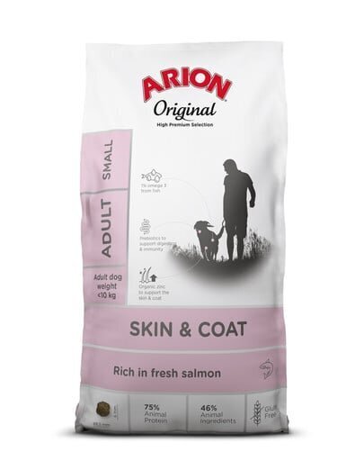 Arion Original Skin&Coat Adult täiskasvanud väikest tõugu lõhega koertele, 7 kg hind ja info | Koerte kuivtoit ja krõbinad | hansapost.ee