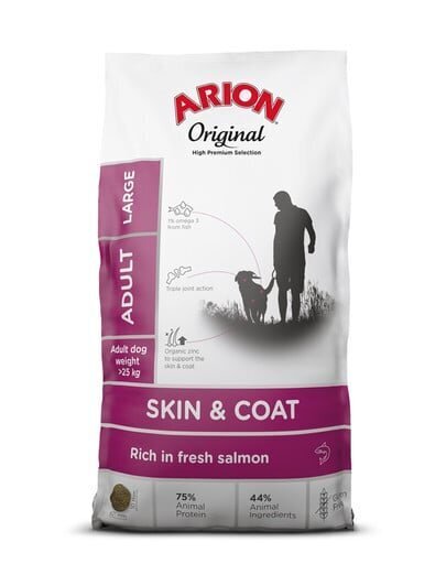 Arion Original Skin&Coat Adult suurt tõugu täiskasvanud koertele lõhega, 12 kg цена и информация | Koerte kuivtoit ja krõbinad | hansapost.ee