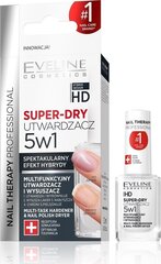 Многофункциональное средство для укрепления ногтей Eveline Cosmetics Nail Therapy Professional Super-Dry 5in1, 12мл цена и информация | Лаки для ногтей, укрепители для ногтей | hansapost.ee