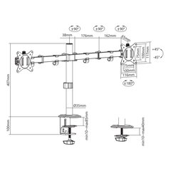 Sbox LCD-352/2-2 цена и информация | Кронштейны для монитора | hansapost.ee