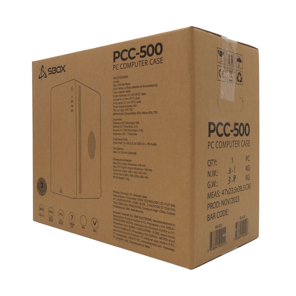 Sbox PCC-500B цена и информация | Arvutikorpused | hansapost.ee