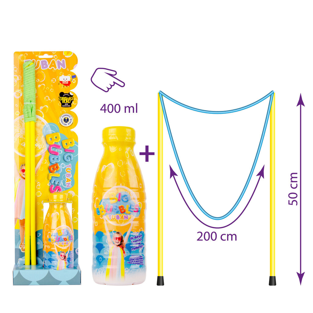 Hiigelmullirõngas (50 cm) + 400 ml mullivedelik, Tuban TU3637 hind ja info | Ranna- ja õuemänguasjad | hansapost.ee