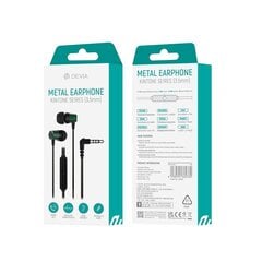 Devia wired earphones Kintone Metal jack 3,5 мм green цена и информация | Наушники | hansapost.ee