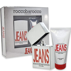 Kehahoolduse komplekt Roccobarocco Jeans EDT meestele: Tualettvesi 75 ml + habemeajamisjärgne palsam 100 ml цена и информация | Духи для Него | hansapost.ee