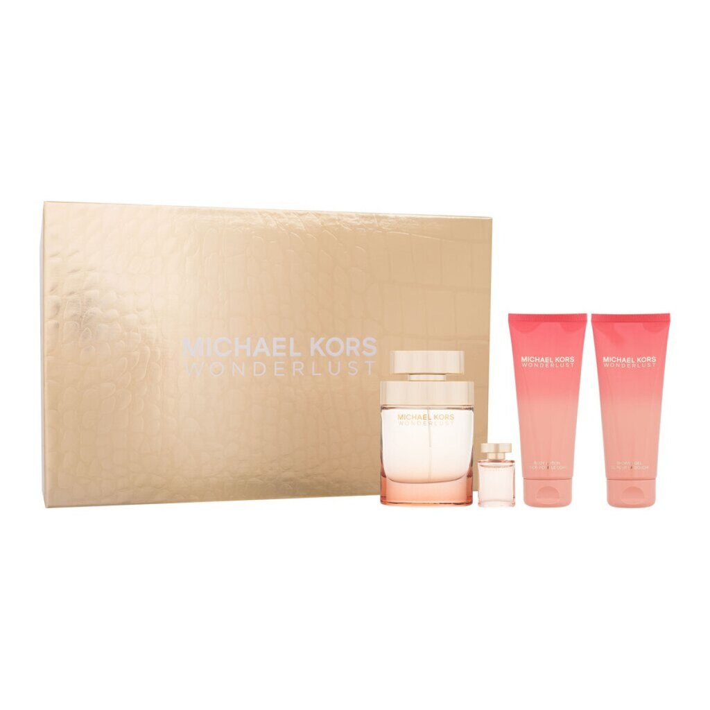 Kosmeetikakomplekt Michael Kors Wonderlust EDP naistele: Lõhnavesi 100 ml + mini EDP 4 ml + kehakreem 100 ml + dušigeel 100 ml price and information | Parfüümid naistele | hansapost.ee