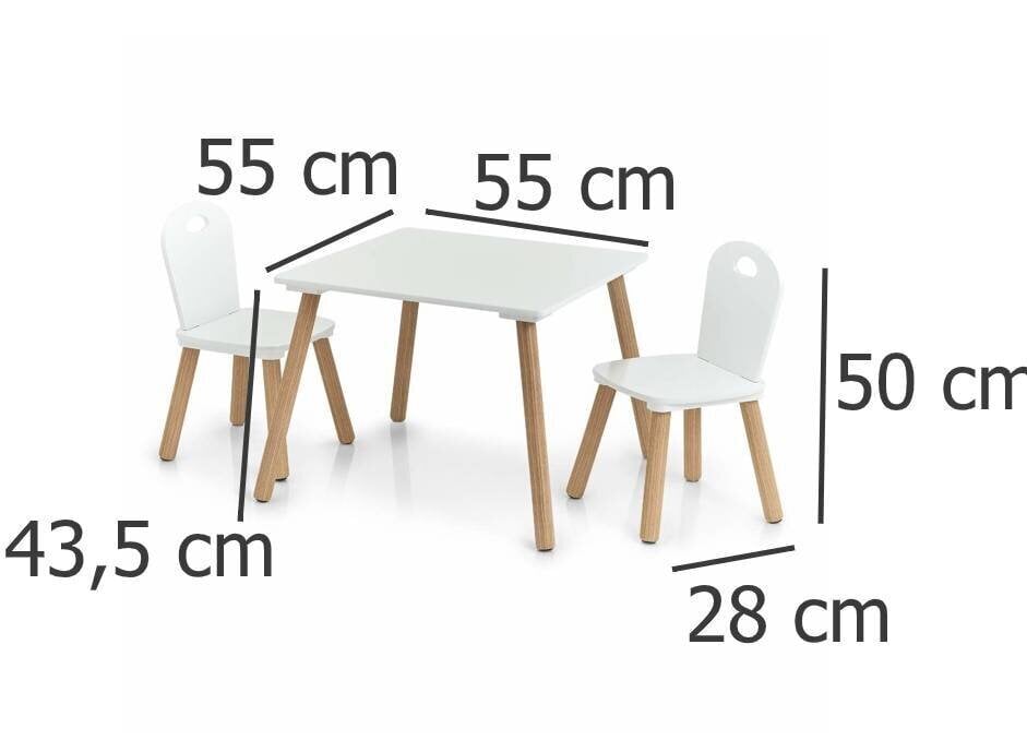 Laste mööblikomplekt Zeller, 2 tooli + laud hind ja info | Lauad ja toolid lastele | hansapost.ee