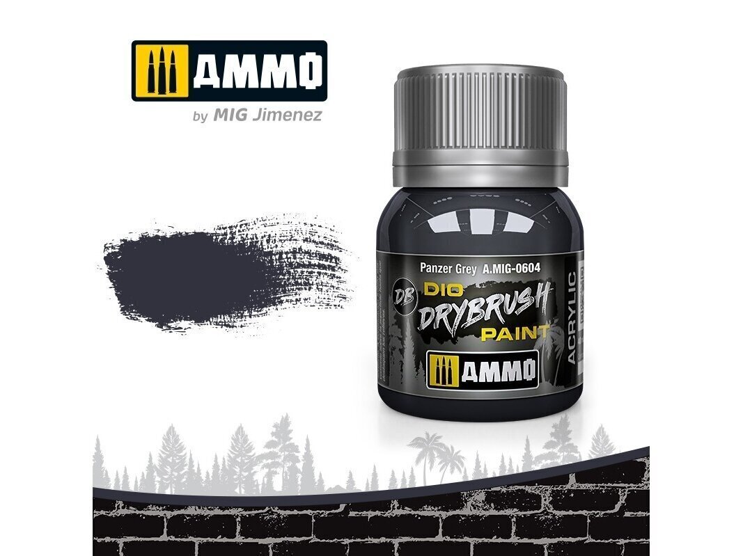 AMMO MIG - DRYBRUSH Panzer Grey, 40ml, 0604 цена и информация | Kunstitarbed, voolimise tarvikud | hansapost.ee